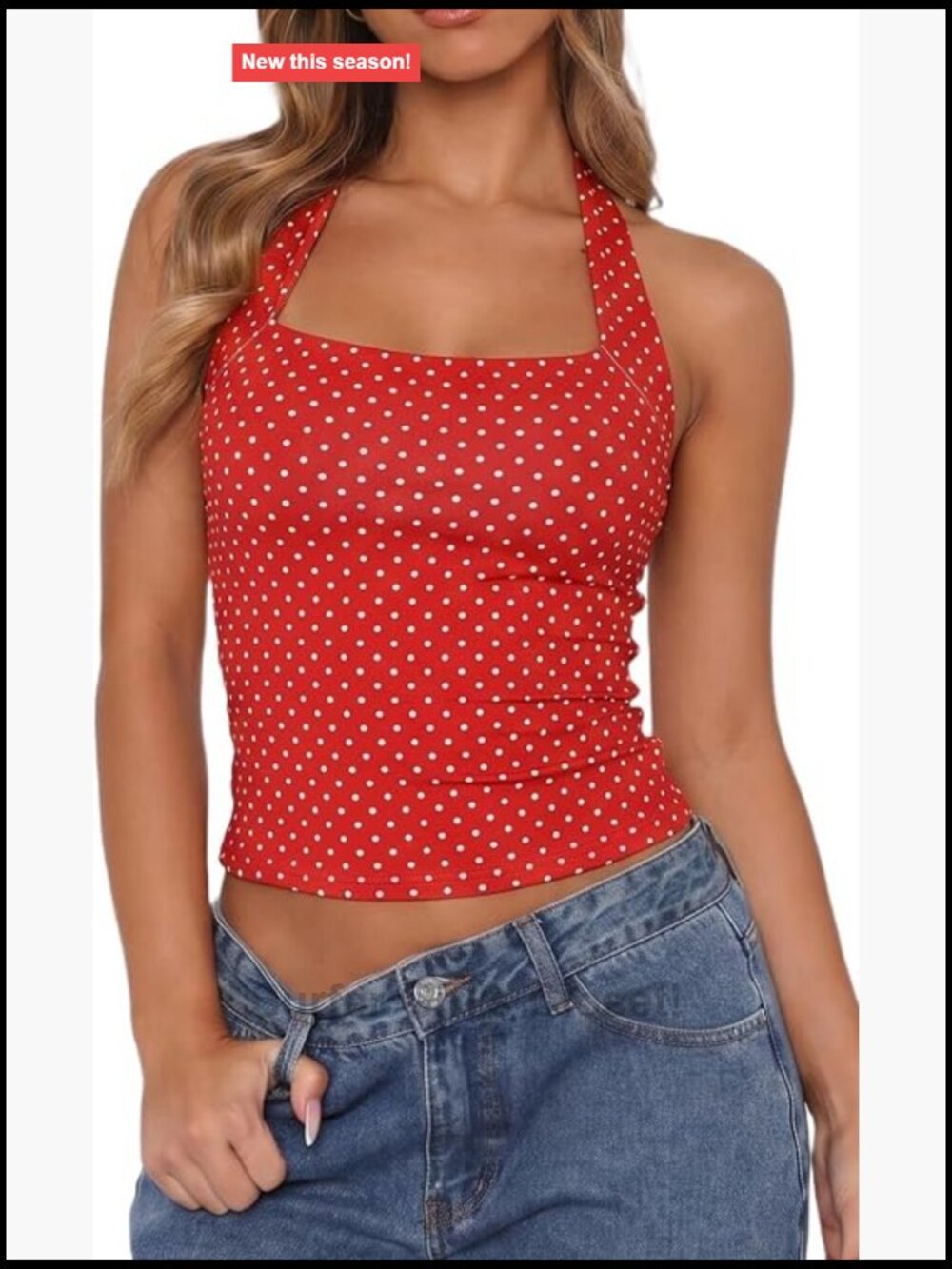 Women's Backless Halter Tank Top Square Neck Crop Cami Sleeveless Pull On